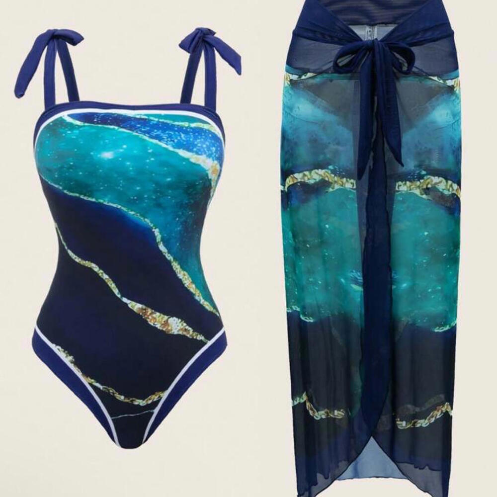 Stylish Ocean-Inspired Swimsuit Set